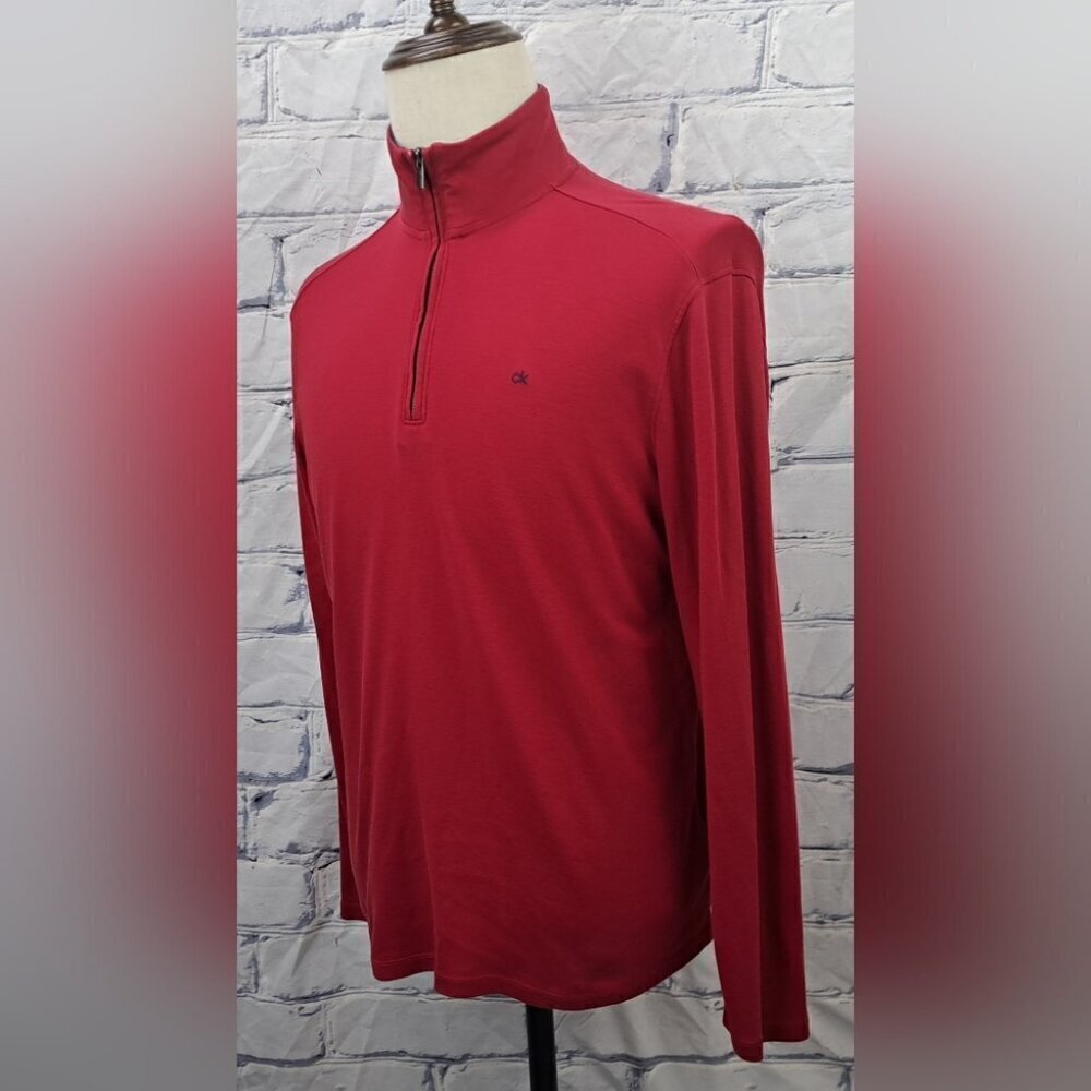 Calvin Klein Men's Liquid Touch Half Zip Pullover Jacket Red Lightweight Small